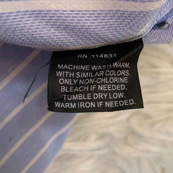 JHANE BARNES dress shirt stripe contrasting cuff & neck pattern button up shirt - Picture 3 of 7